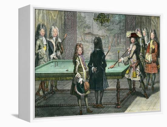 Louis XIV Playing Billiards with His Brother-null-Framed Premier Image Canvas