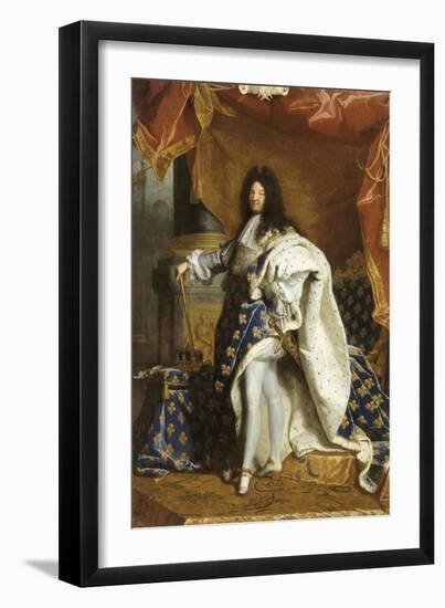 Louis XIV, roi de France, portrait en pied en costume royal-Hyacinthe Rigaud-Framed Giclee Print