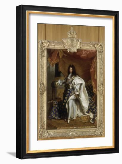 Louis XIV, roi de France, portrait en pied en costume royal-Hyacinthe Rigaud-Framed Giclee Print