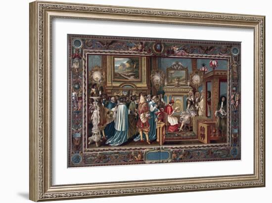 Louis XIV's Audience to the Papal Ambassador Sigismondo Chigi, 29 July 1664-Charles Le Brun-Framed Giclee Print