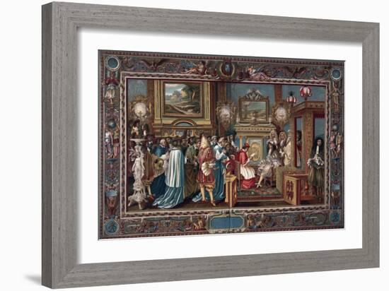 Louis XIV's Audience to the Papal Ambassador Sigismondo Chigi, 29 July 1664-Charles Le Brun-Framed Giclee Print