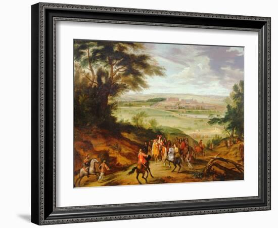 Louis XIV with Versailles in the Distance-Jean-Baptiste Martin-Framed Giclee Print