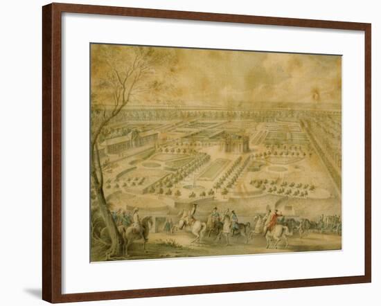 Louis XV en vue des jardins de Trianon, de la ménagerie et des basses-cours, du Pavillon français-Jacques André Portail-Framed Giclee Print