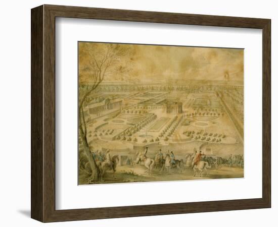 Louis XV en vue des jardins de Trianon, de la ménagerie et des basses-cours, du Pavillon français-Jacques André Portail-Framed Giclee Print