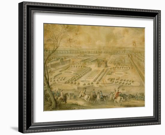 Louis XV en vue des jardins de Trianon, de la ménagerie et des basses-cours, du Pavillon français-Jacques André Portail-Framed Giclee Print