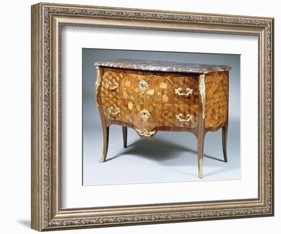 Louis XV Style Chest of Drawers with Kingwood, Madagascar Rosewood and Amaranth Inlays, France-null-Framed Giclee Print