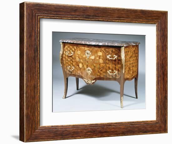 Louis XV Style Chest of Drawers with Kingwood, Madagascar Rosewood and Amaranth Inlays, France-null-Framed Giclee Print