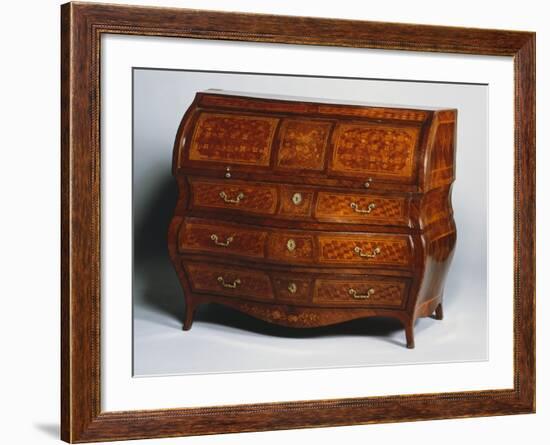 Louis XV Style Roll-Top Writing Desk with Inlays, Ca 1775-null-Framed Giclee Print