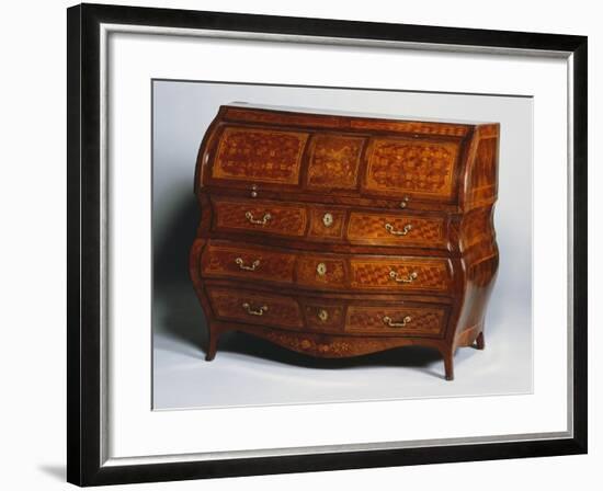 Louis XV Style Roll-Top Writing Desk with Inlays, Ca 1775-null-Framed Giclee Print