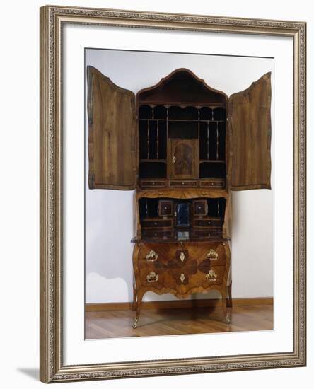 Louis XV Style Trumeau Cabinet in Tulipwood, Kingwood and Rosewood, 1760-null-Framed Giclee Print