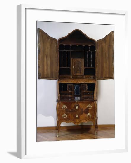 Louis XV Style Trumeau Cabinet in Tulipwood, Kingwood and Rosewood, 1760-null-Framed Giclee Print