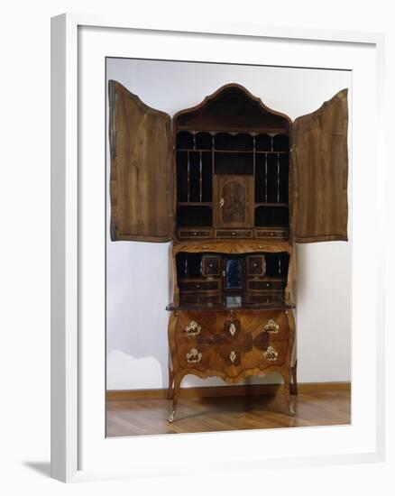 Louis XV Style Trumeau Cabinet in Tulipwood, Kingwood and Rosewood, 1760-null-Framed Giclee Print