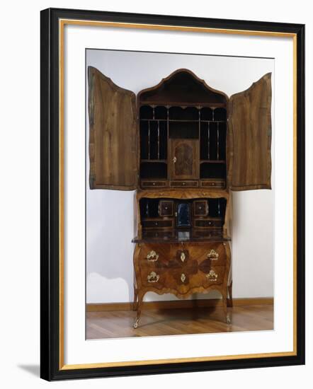 Louis XV Style Trumeau Cabinet in Tulipwood, Kingwood and Rosewood, 1760-null-Framed Giclee Print