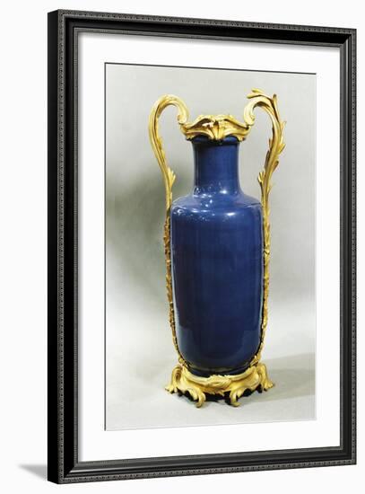 Louis XV Vase, Blue Porcelain, Lapis and Bronze, France-null-Framed Giclee Print