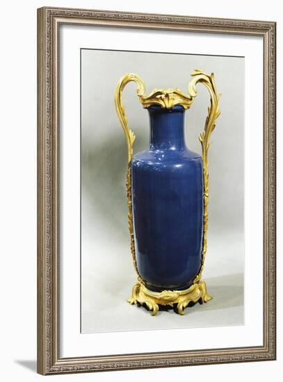 Louis XV Vase, Blue Porcelain, Lapis and Bronze, France-null-Framed Giclee Print