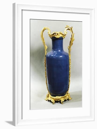 Louis XV Vase, Blue Porcelain, Lapis and Bronze, France-null-Framed Giclee Print