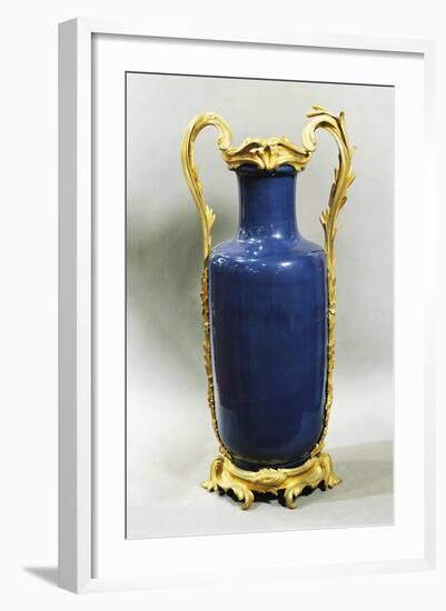 Louis XV Vase, Blue Porcelain, Lapis and Bronze, France-null-Framed Giclee Print