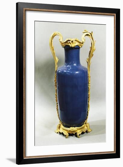 Louis XV Vase, Blue Porcelain, Lapis and Bronze, France-null-Framed Giclee Print