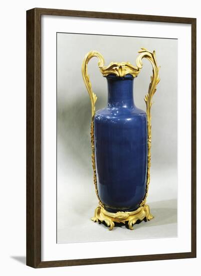 Louis XV Vase, Blue Porcelain, Lapis and Bronze, France-null-Framed Giclee Print