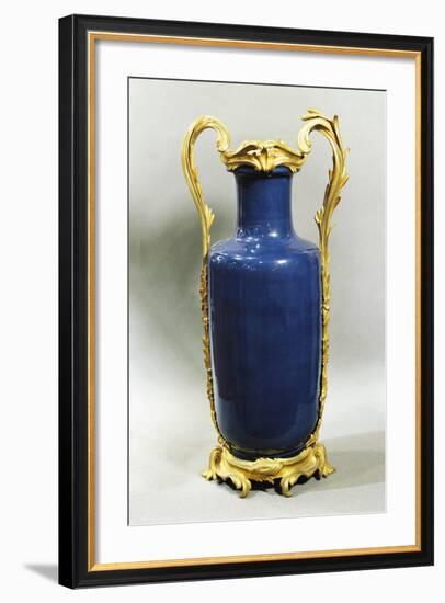 Louis XV Vase, Blue Porcelain, Lapis and Bronze, France-null-Framed Giclee Print