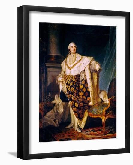 Louis XVI (1754-93) King of France in Coronation Robes, 1777-Joseph Siffred Duplessis-Framed Giclee Print