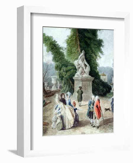 Louis XVI and Marie-Antoinette at the Entry of the Tapis Vert in the Gardens of Versailles, 1775-Hubert Robert-Framed Giclee Print