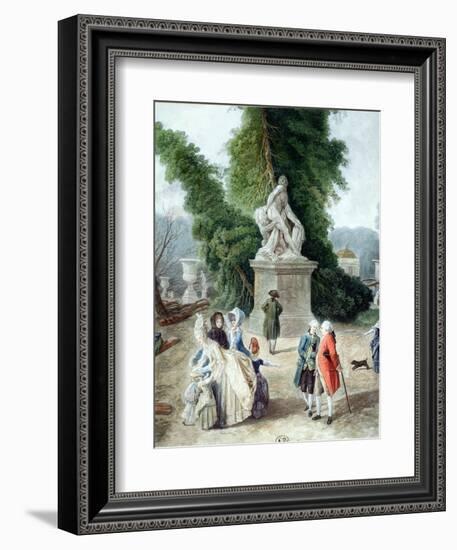 Louis XVI and Marie-Antoinette at the Entry of the Tapis Vert in the Gardens of Versailles, 1775-Hubert Robert-Framed Giclee Print