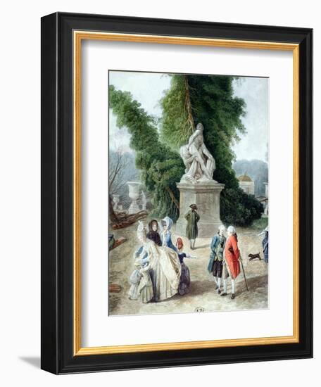 Louis XVI and Marie-Antoinette at the Entry of the Tapis Vert in the Gardens of Versailles, 1775-Hubert Robert-Framed Giclee Print