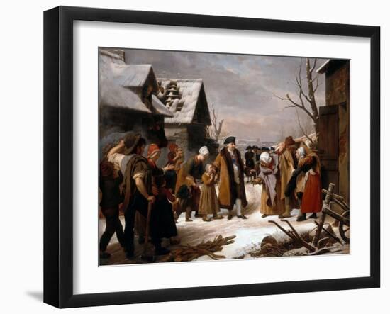 Louis XVI Distributing Alms to the Poor of Versailles during the Winter of 1788, 1817 (Oil on Canva-Louis Hersent-Framed Giclee Print