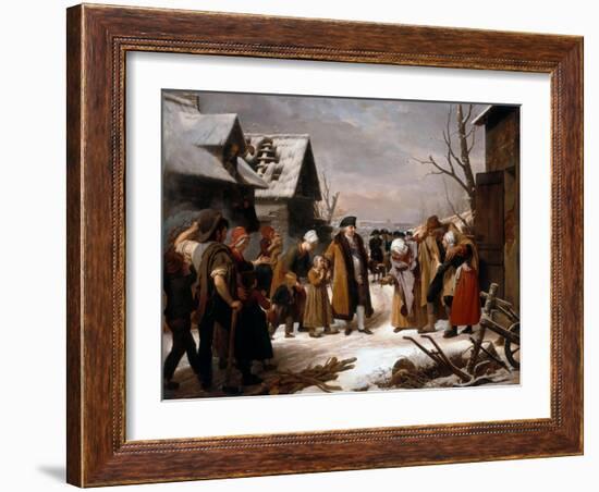 Louis XVI Distributing Alms to the Poor of Versailles During the Winter of 1788-Louis Hersent-Framed Giclee Print