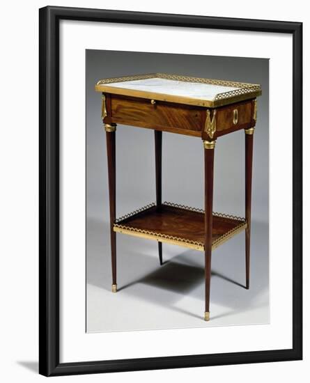 Louis XVI Style Table with Mahogany Veneer Finish and Marble Top, Stamped Charles Topino-null-Framed Giclee Print