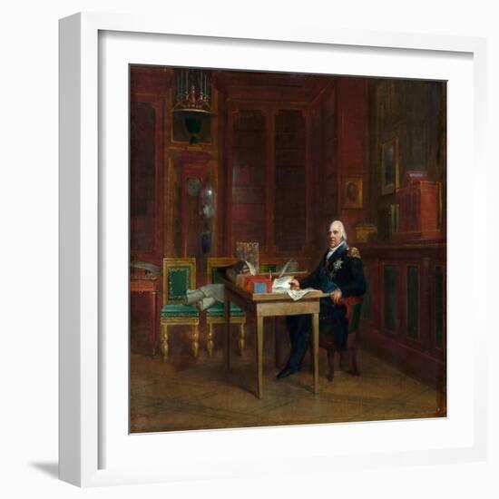 Louis XVIII (1755-182) in His Study at the Tuileries-François Pascal Simon Gérard-Framed Giclee Print