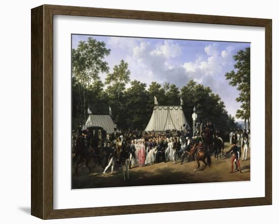 Louis XVIII recevant Marie-Caroline-Fernande-Louise de Naples, future duchesse de Berry, dans la-Hippolyte Lecomte-Framed Giclee Print