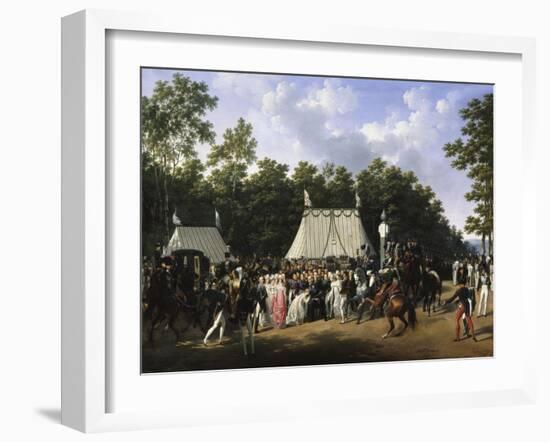 Louis XVIII recevant Marie-Caroline-Fernande-Louise de Naples, future duchesse de Berry, dans la-Hippolyte Lecomte-Framed Giclee Print