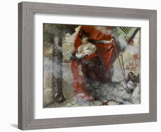 Louise Michel on the Barricades, March 18th 1871. Painted in 1885-Théophile Alexandre Steinlen-Framed Giclee Print