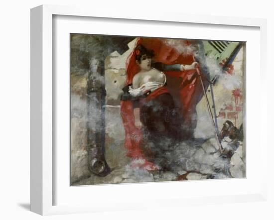 Louise Michel on the Barricades, March 18th 1871. Painted in 1885-Théophile Alexandre Steinlen-Framed Giclee Print