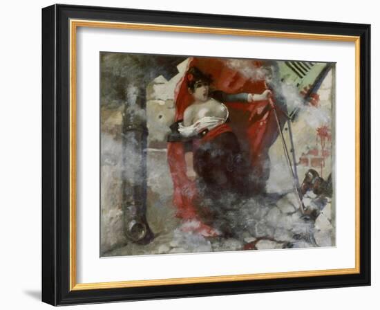 Louise Michel on the Barricades, March 18th 1871. Painted in 1885-Théophile Alexandre Steinlen-Framed Giclee Print