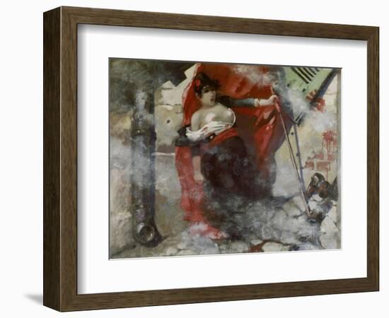 Louise Michel on the Barricades, March 18th 1871. Painted in 1885-Théophile Alexandre Steinlen-Framed Giclee Print