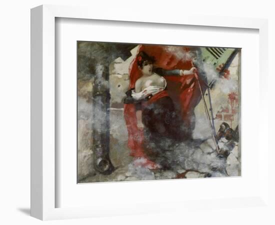 Louise Michel on the Barricades, March 18th 1871. Painted in 1885-Théophile Alexandre Steinlen-Framed Giclee Print