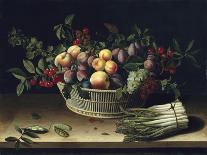 A Bowl of Cherries with Plums and a Melon, 1635 (Oil on Panel)-Louise Moillon-Framed Giclee Print