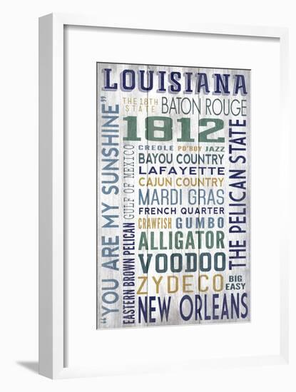 Louisiana - Barnwood Typography-Lantern Press-Framed Art Print