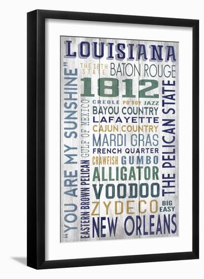 Louisiana - Barnwood Typography-Lantern Press-Framed Art Print