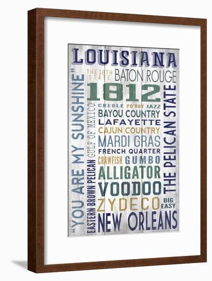 Louisiana - Barnwood Typography-Lantern Press-Framed Art Print
