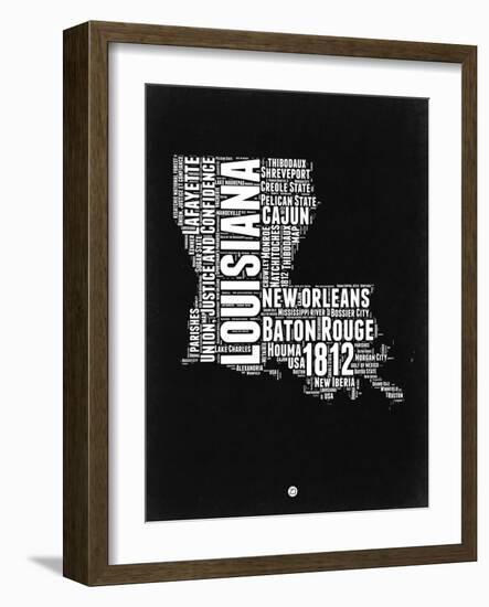 Louisiana Black and White Map-NaxArt-Framed Art Print