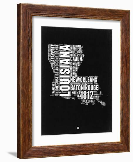 Louisiana Black and White Map-NaxArt-Framed Art Print