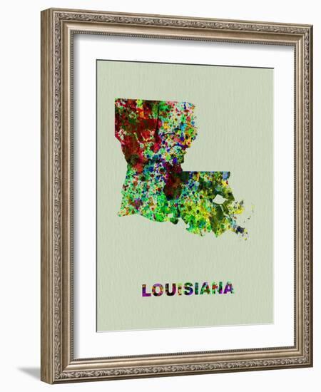 Louisiana Color Splatter Map-NaxArt-Framed Art Print