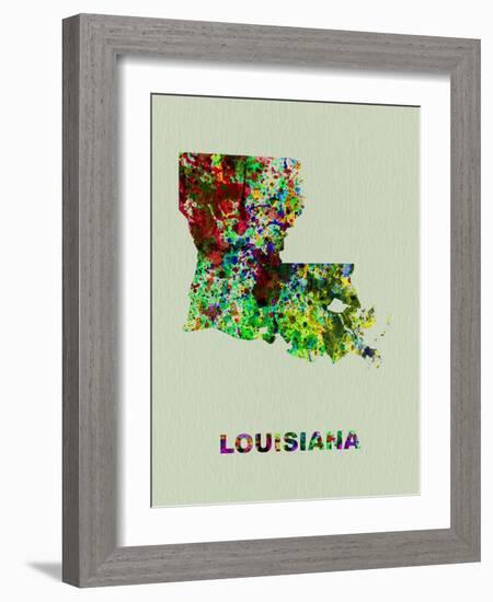 Louisiana Color Splatter Map-NaxArt-Framed Art Print