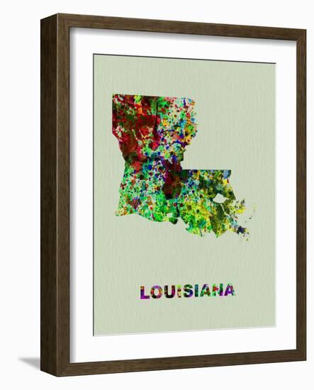 Louisiana Color Splatter Map-NaxArt-Framed Art Print