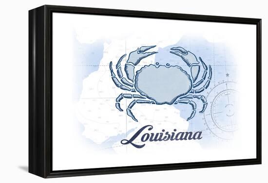 Louisiana - Crab - Blue - Coastal Icon-Lantern Press-Framed Stretched Canvas