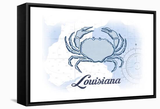 Louisiana - Crab - Blue - Coastal Icon-Lantern Press-Framed Stretched Canvas